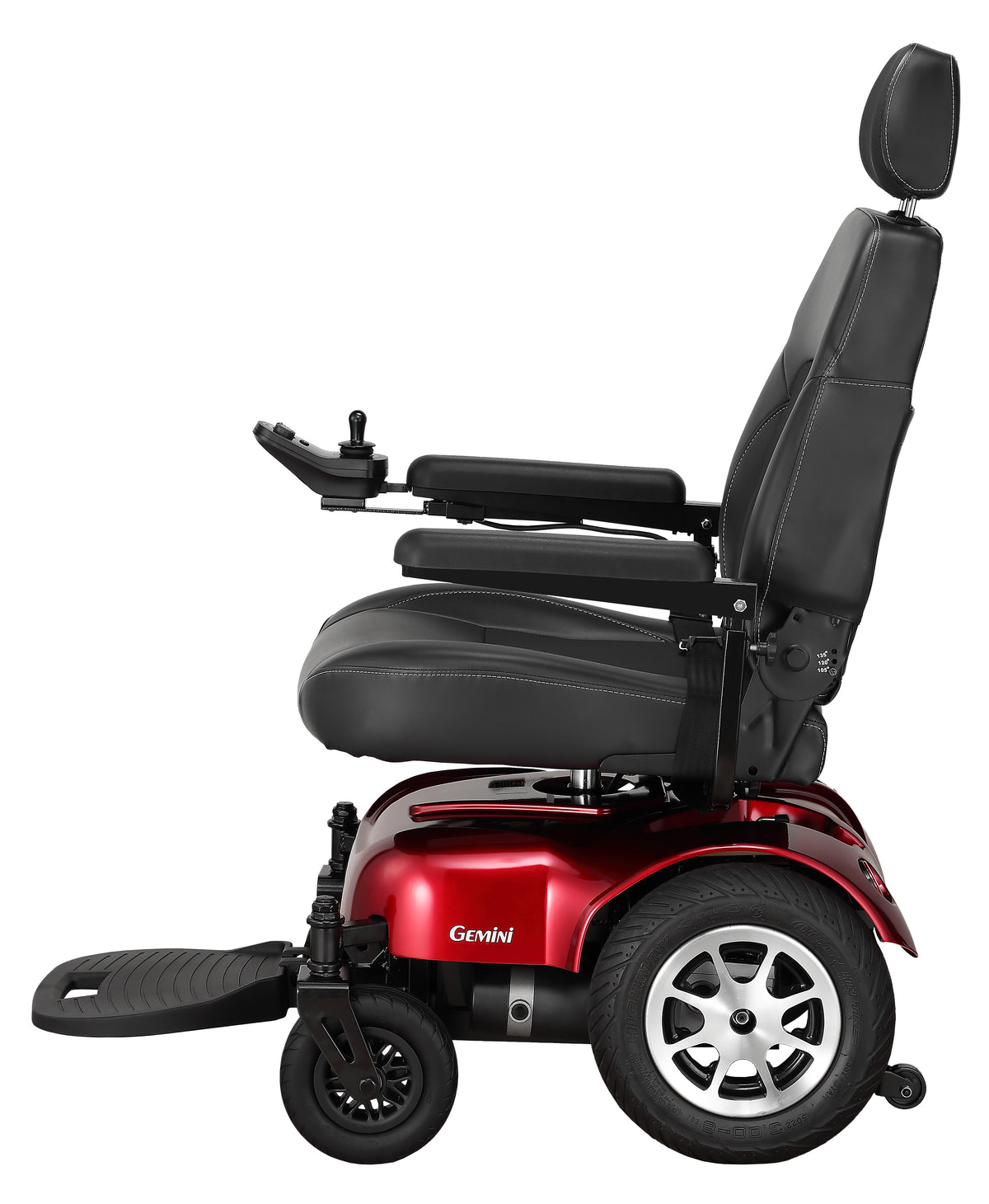 Merits Health Gemini Power Wheelchair in Red Side View