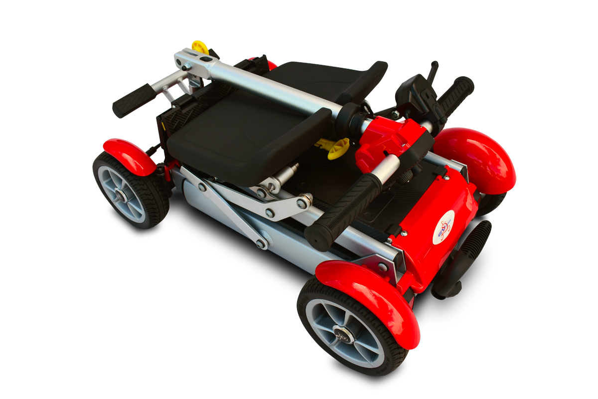 EV Rider Gypsy 2 Folding Mobility Scooter in Red Folded
