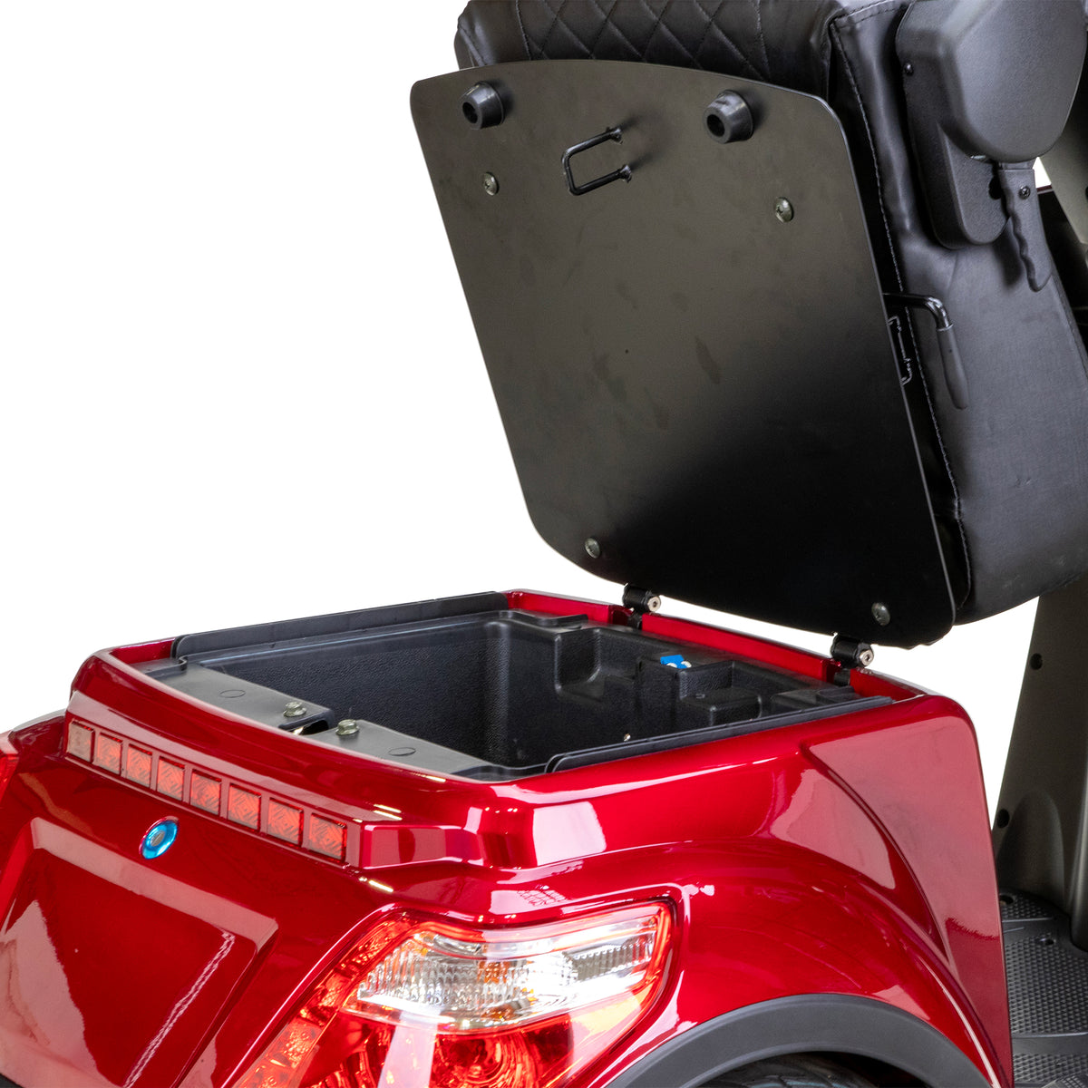 Bespoke Legacy 3-Wheel All-Terrain Recreational Mobility Scooter in Red Under Seat Storage