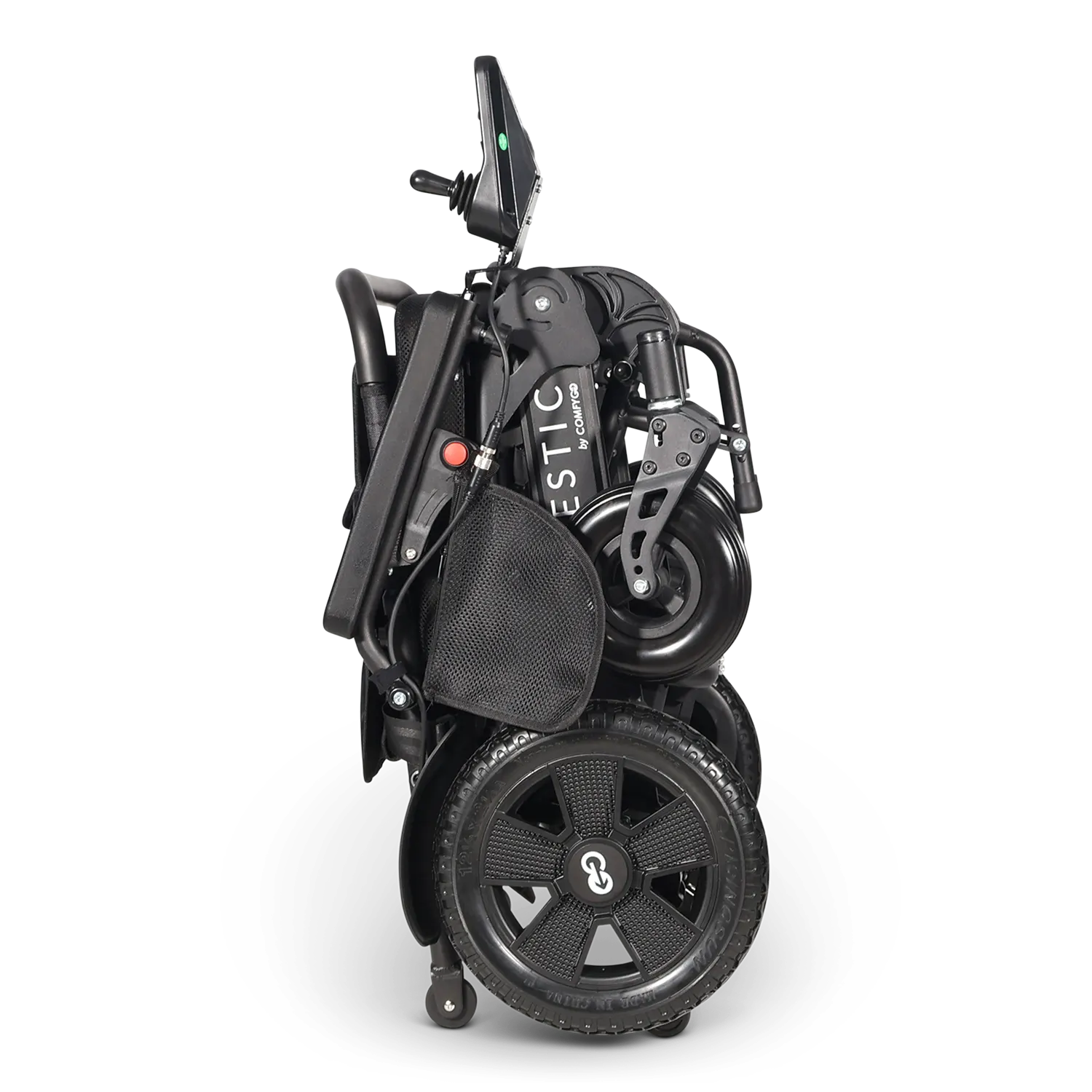 ComfyGo Majestic IQ-7000 Electric Wheelchair with Remote Control and Auto-Fold in Black Folded