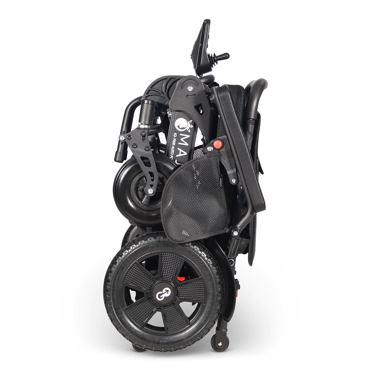 ComfyGo Majestic IQ-7000 Electric Wheelchair with Remote Control and Auto-Fold in Black Folded Close Up