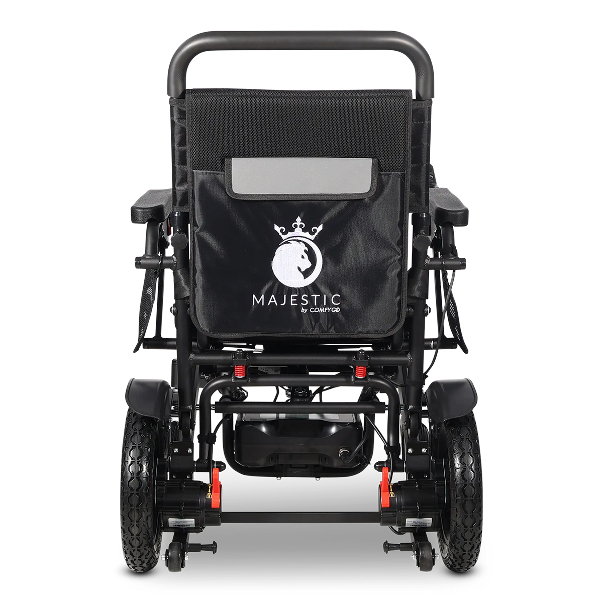 ComfyGo Majestic IQ-7000 Electric Wheelchair with Remote Control and Auto-Fold in Black Back View