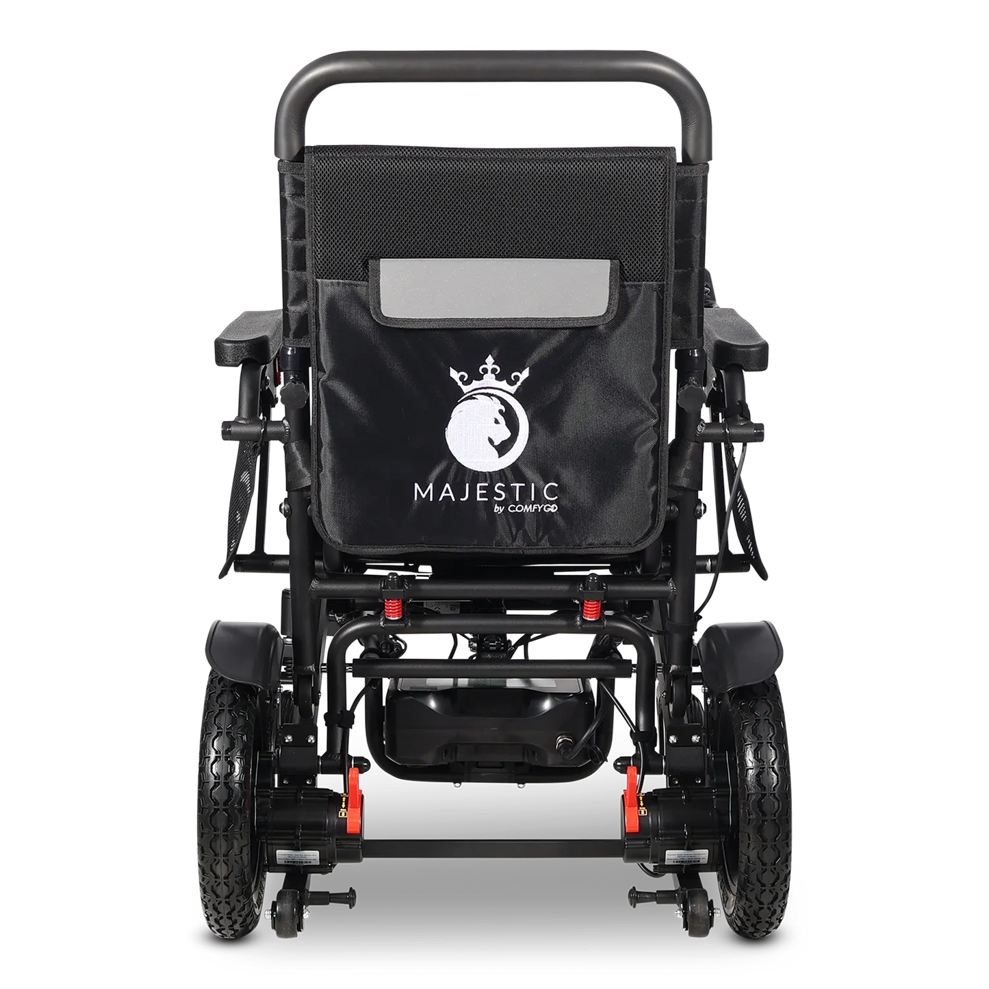 ComfyGo Majestic IQ-7000 Electric Wheelchair with Remote Control and Auto-Fold in Black Back View