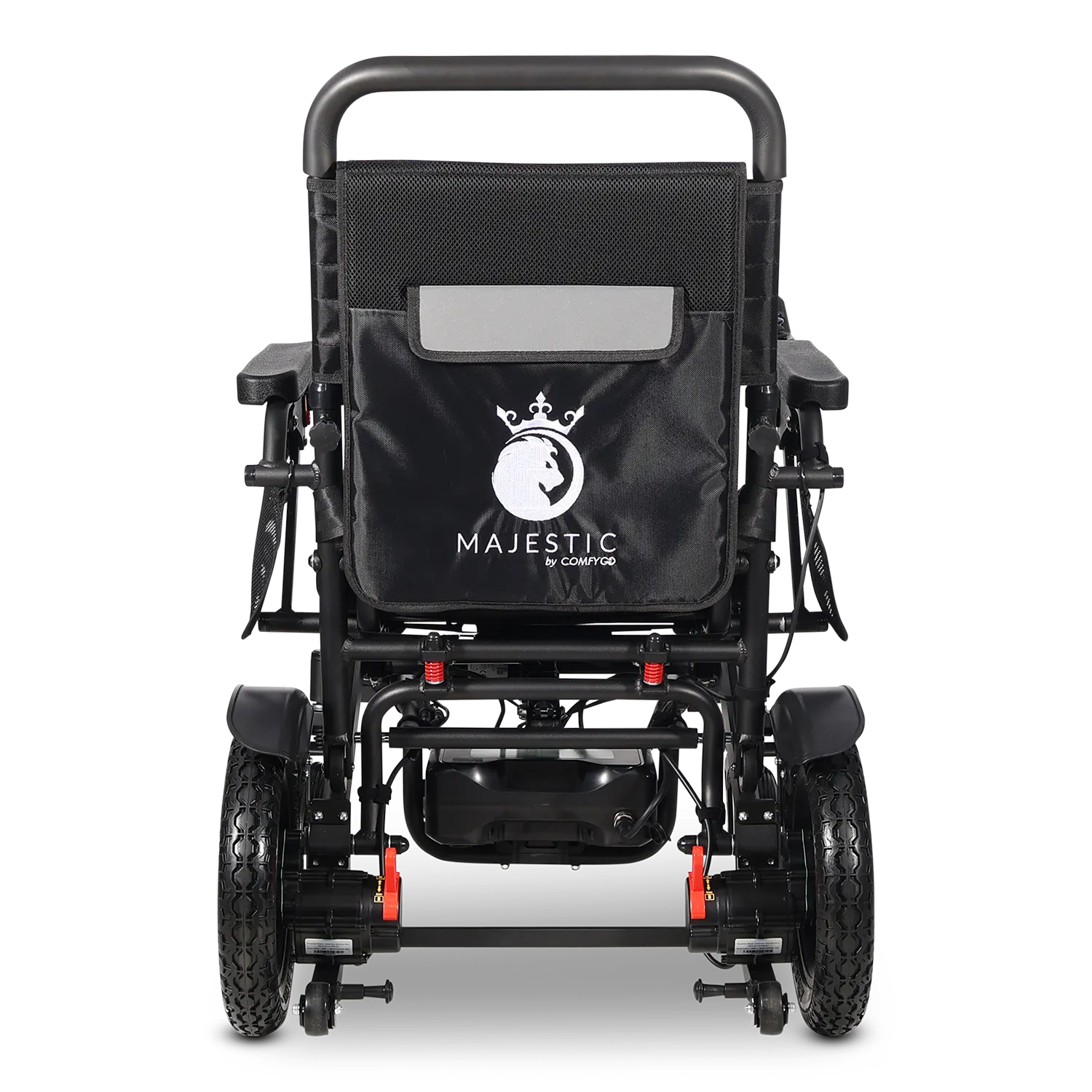 ComfyGo Majestic IQ-7000 Electric Wheelchair with Remote Control and Auto-Fold in Black Back View