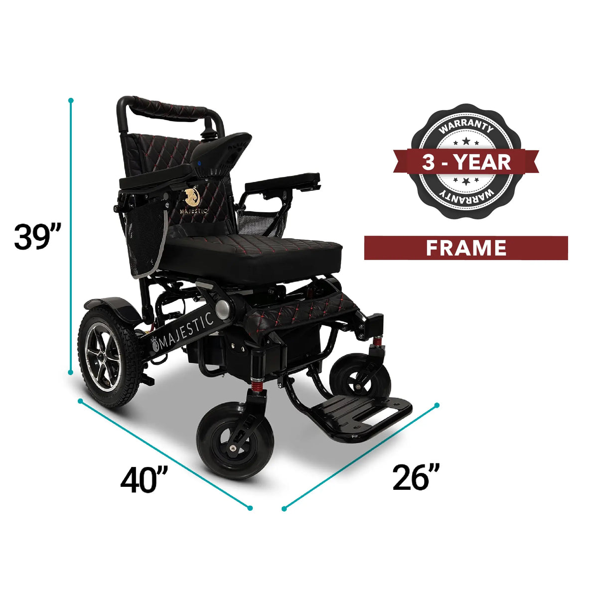 ComfyGo Majestic IQ-7000 Electric Wheelchair with Remote Control and Auto-Fold Dimensions