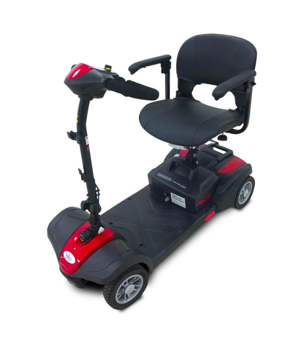 EV Rider MiniRider Lite red mobility scooter on a white background