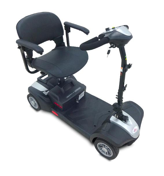 EV Rider MiniRider Lite silver mobility scooter on a white background