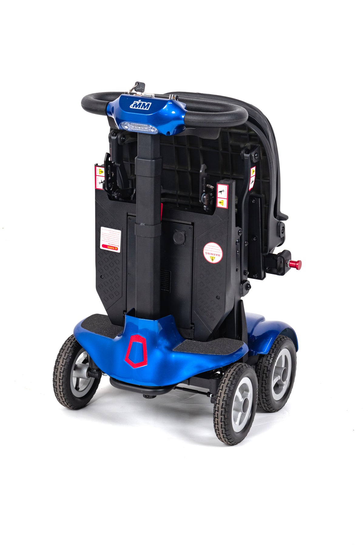 Monarch Mobility Genie Auto Folding Mobility Scooter in Blue Folded