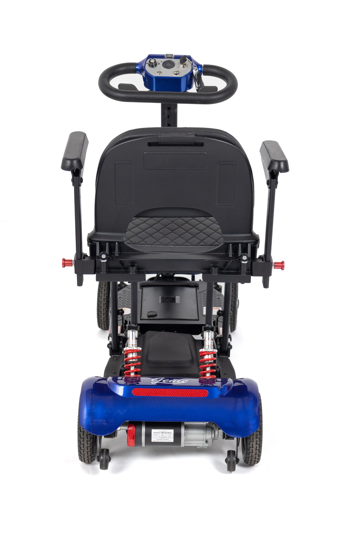Monarch Mobility Genie Auto Folding Mobility Scooter in Blue Back View