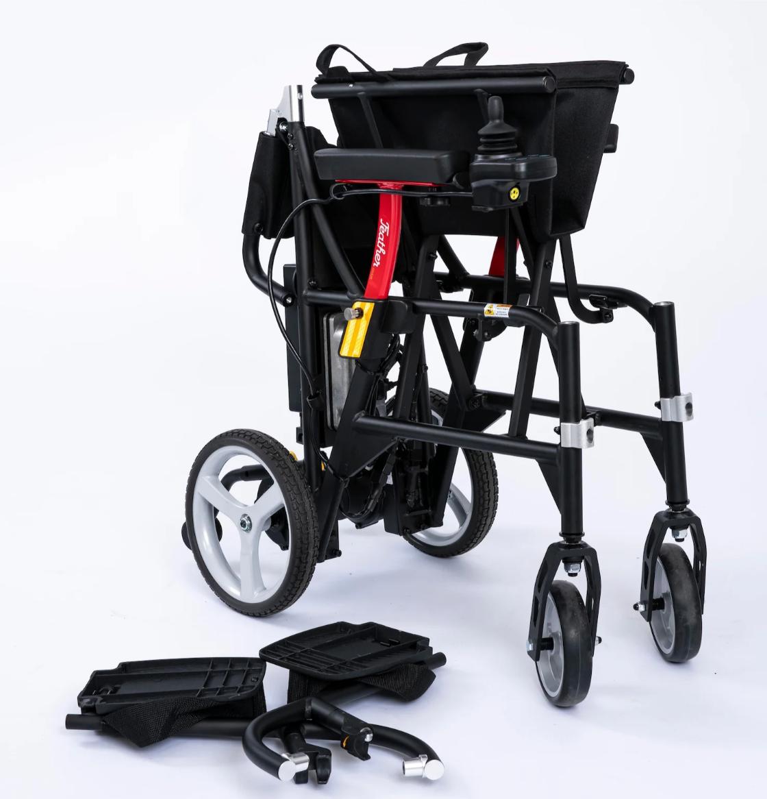 Feather Power Chair Folded with Leg Rests
