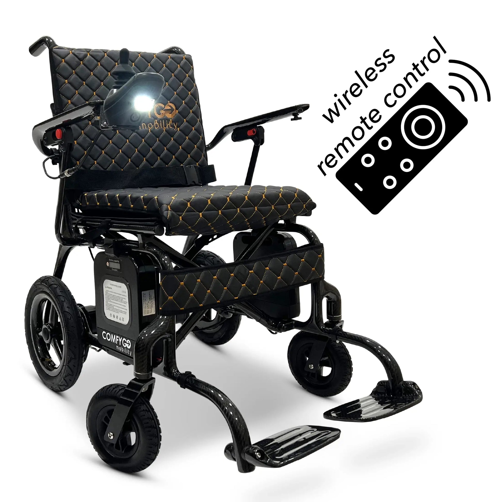 ComfyGo Phoenix Carbon Fiber Electric Wheelchair - 29 lbs Frame: Lightweight, Long-Range, Airline Approved Infographic