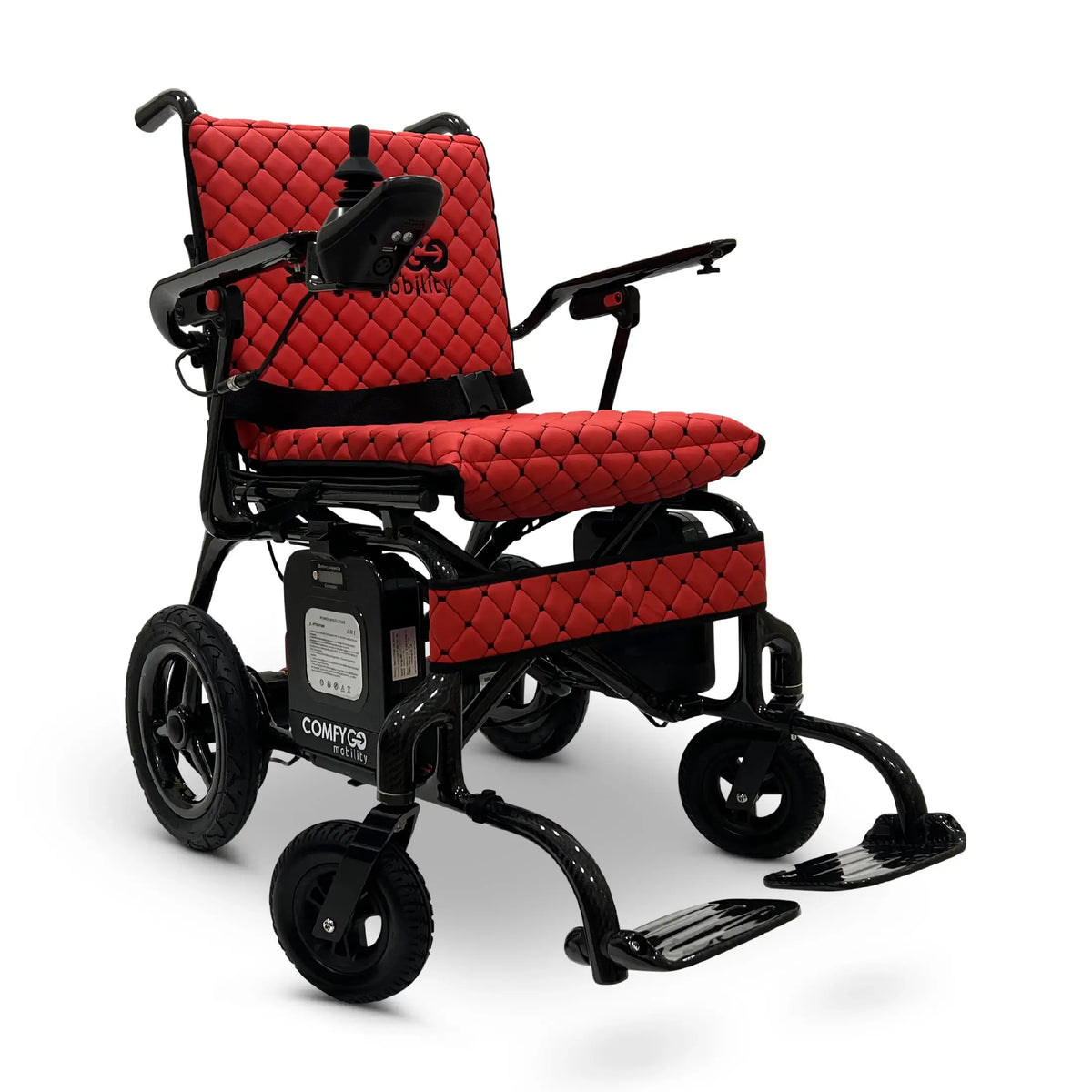 ComfyGo Phoenix Carbon Fiber Electric Wheelchair - 29 lbs Frame: Lightweight, Long-Range, Airline Approved in Red