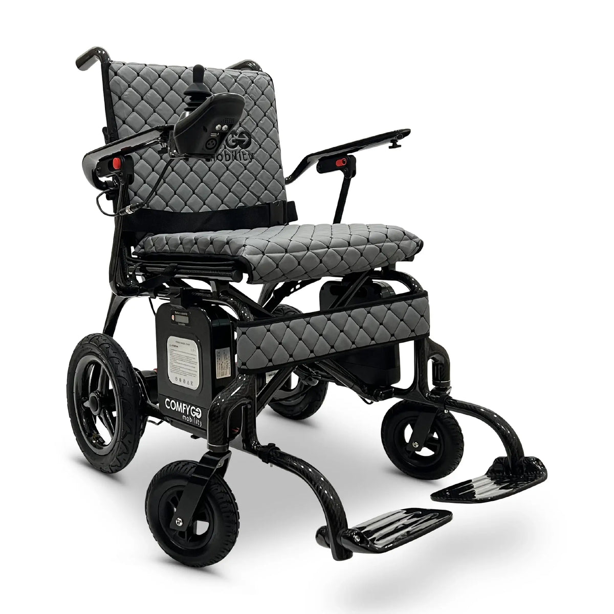 ComfyGo Phoenix Carbon Fiber Electric Wheelchair - 29 lbs Frame: Lightweight, Long-Range, Airline Approved in grey