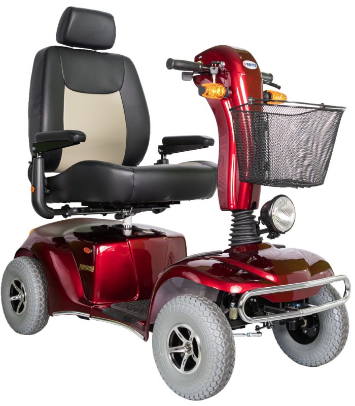Merits Health Pioneer 10 Scooter with black seat on a white background