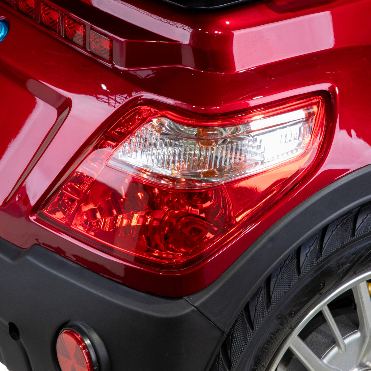 Bespoke Prestige All-Terrain Recreational Mobility Scooter in Red Rear Light Package