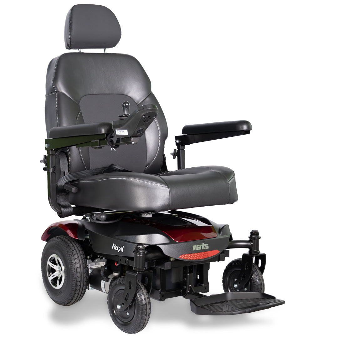 Merits Health Regal Power Wheelchair in Red Front View