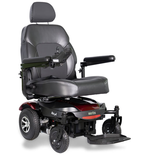 Merits Health Regal Power Wheelchair in Red Front View