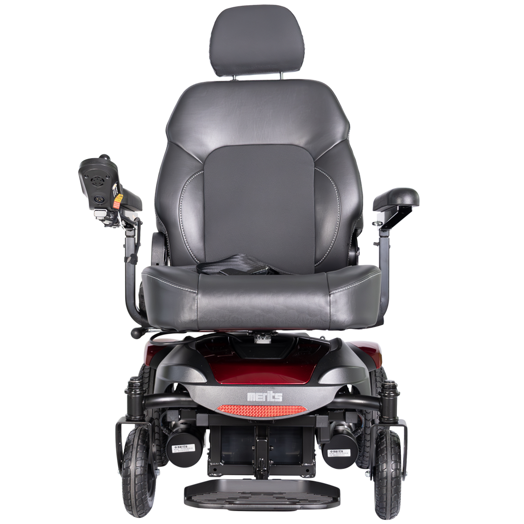 Merits Health Regal Power Wheelchair in Red Front View
