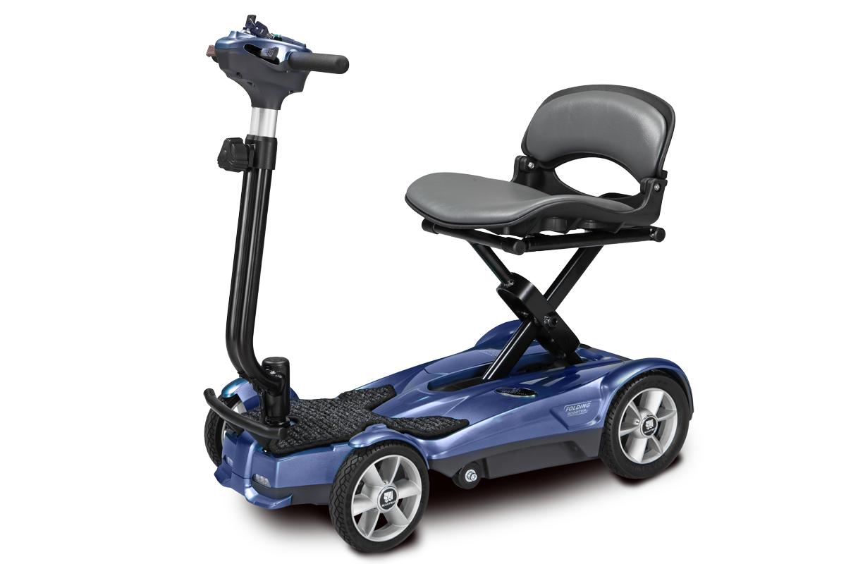 EV Rider Transport 4AF Automatic Folding Travel Mobility Scooter in Blue