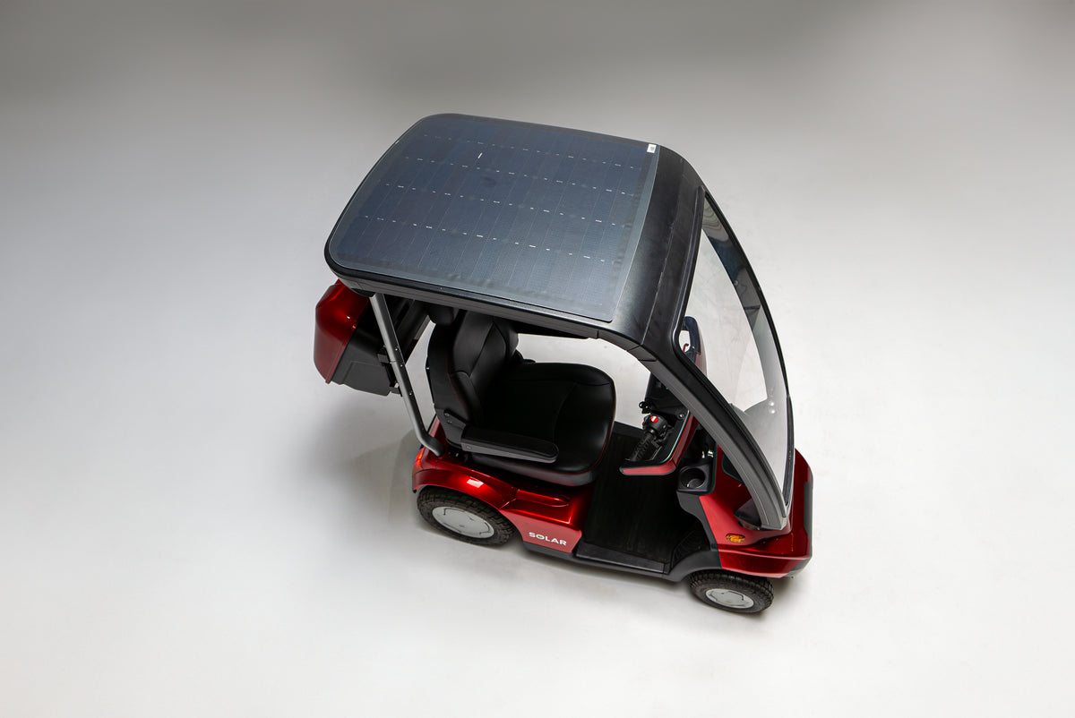 Afikim Afiscooter Solar - World's First Solar-Powered Mobility Scooter in Red Rop View