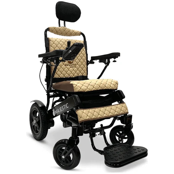 ComfyGo MAJESTIC IQ-9000 Remote Control with Auto-Recline in Black Frame with Tan Overlay