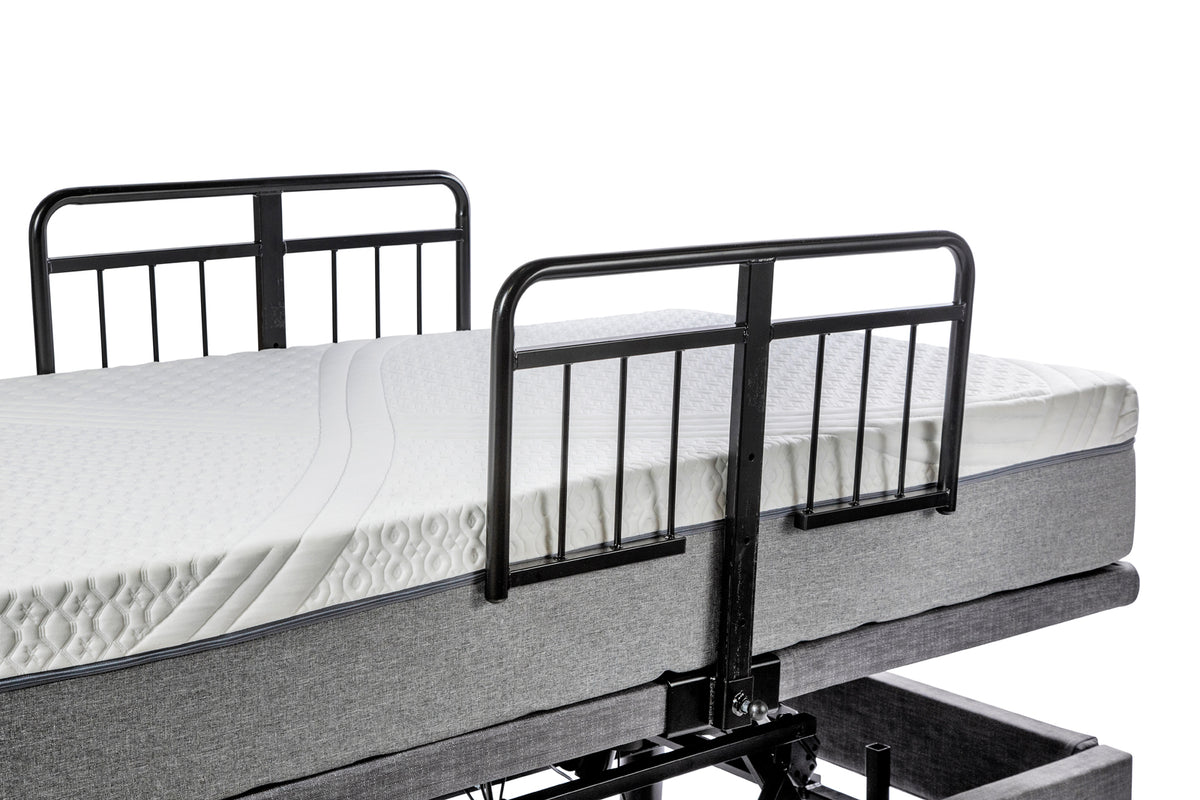 Man Sleeping on Golden Passport Hi Low Adjustable Bed  Rails