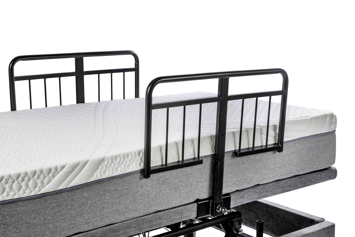 Man Sleeping on Golden Passport Hi Low Adjustable Bed  Rails