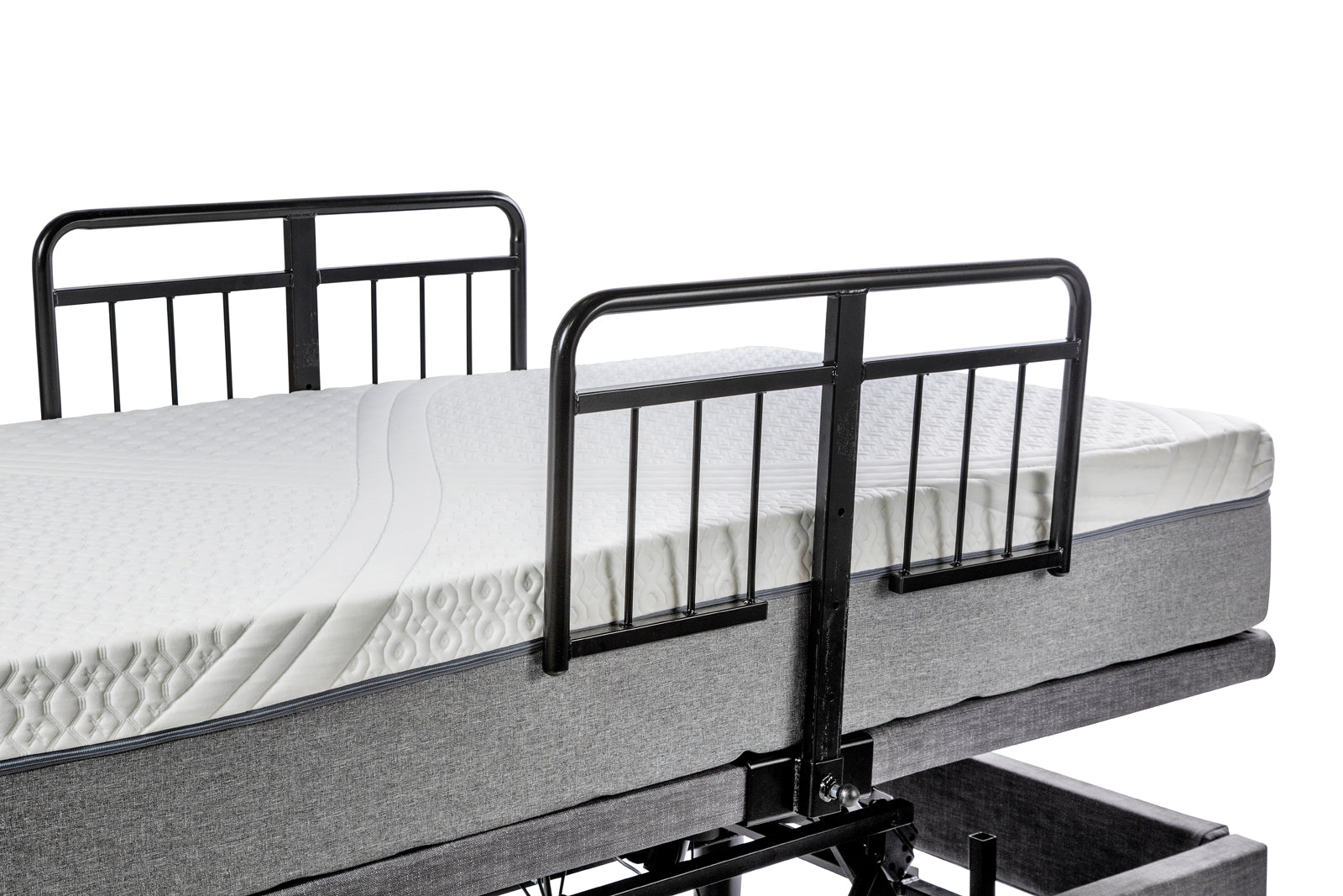 Man Sleeping on Golden Passport Hi Low Adjustable Bed  Rails