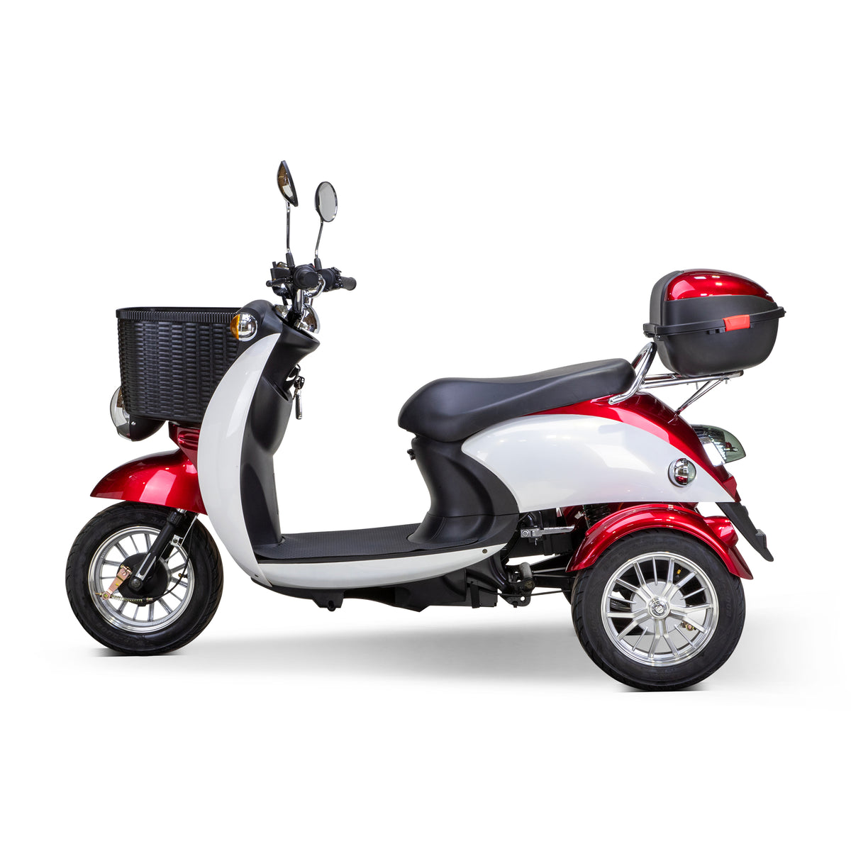 Bespoke Supreme 3-Wheel All-Terrain Recreational Mobility Scooter in Red and White Side View