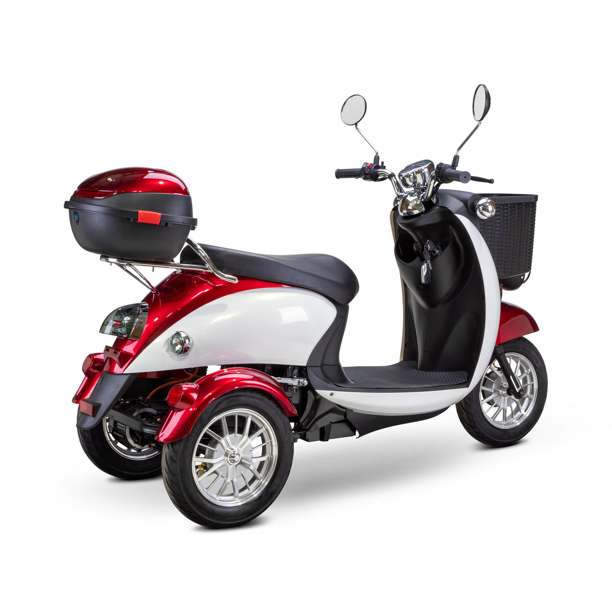 Bespoke Supreme 3-Wheel All-Terrain Recreational Mobility Scooter in Red and White back view