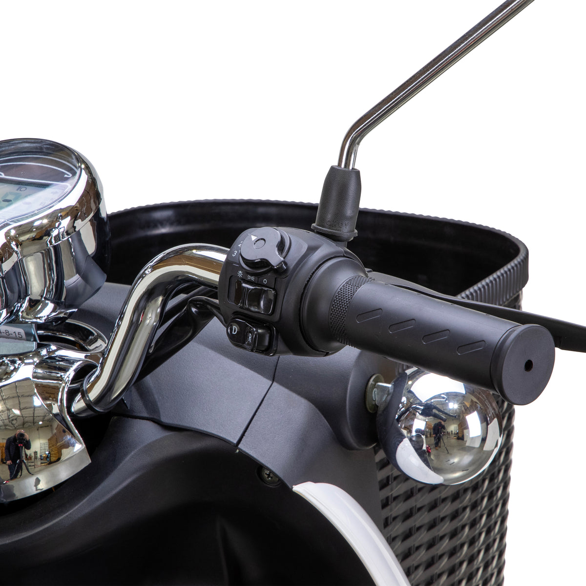 Bespoke Supreme 3-Wheel All-Terrain Recreational Mobility Scooter in Red and White Right Handlebar