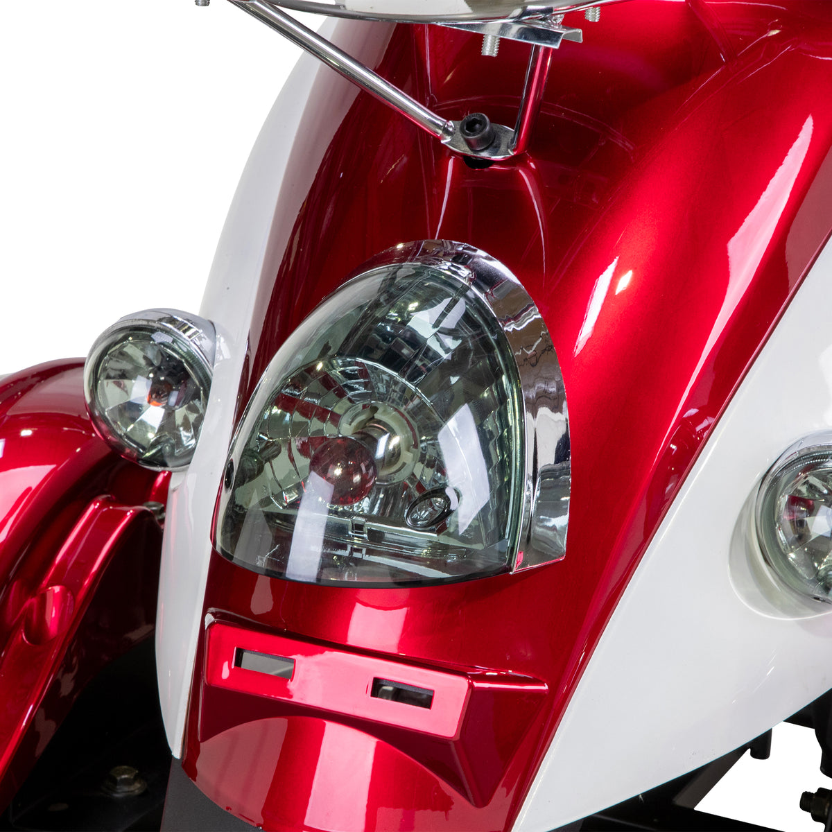 Bespoke Supreme 3-Wheel All-Terrain Recreational Mobility Scooter in Red and White Headlight