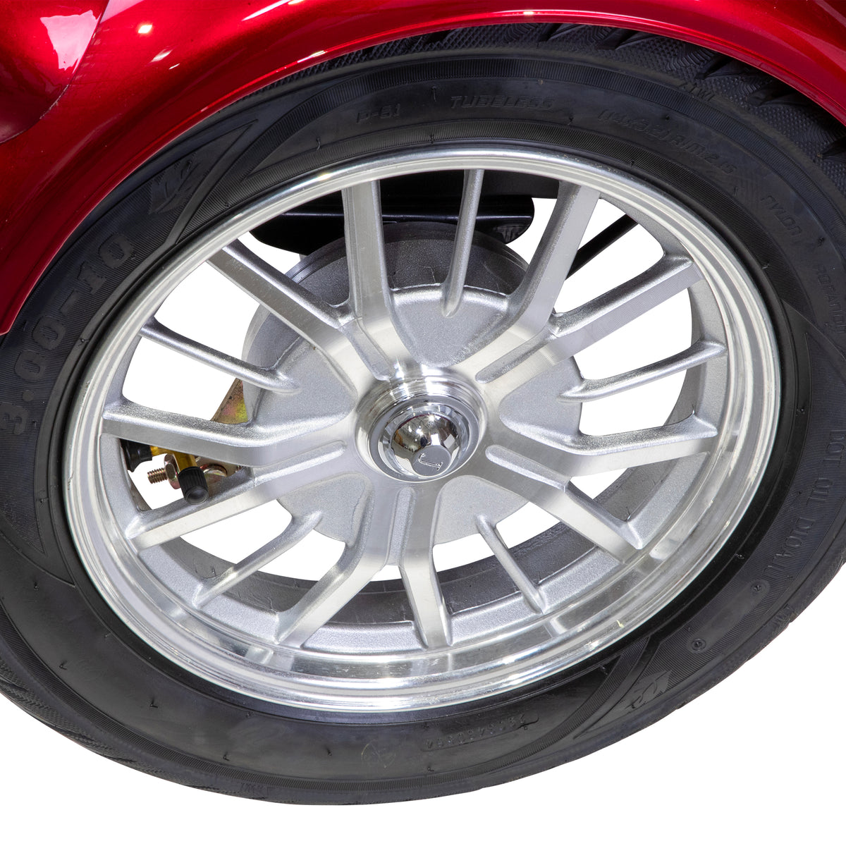 Bespoke Supreme 3-Wheel All-Terrain Recreational Mobility Scooter in Red and White Tire