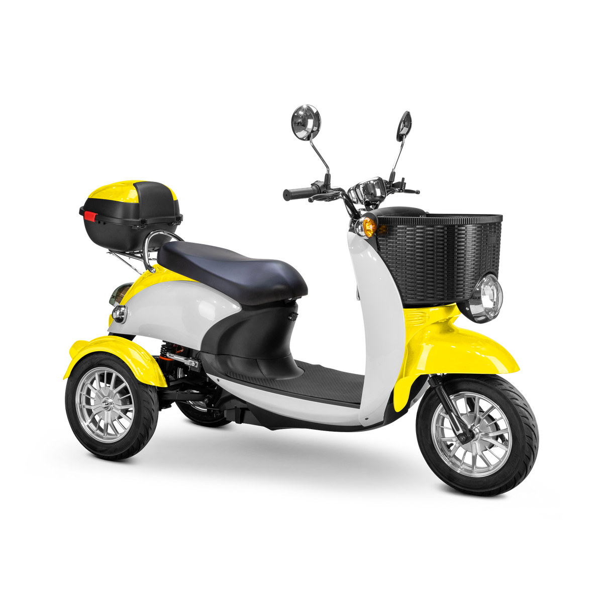 Bespoke Supreme 3-Wheel All-Terrain Recreational Mobility Scooter in Yellow and White
