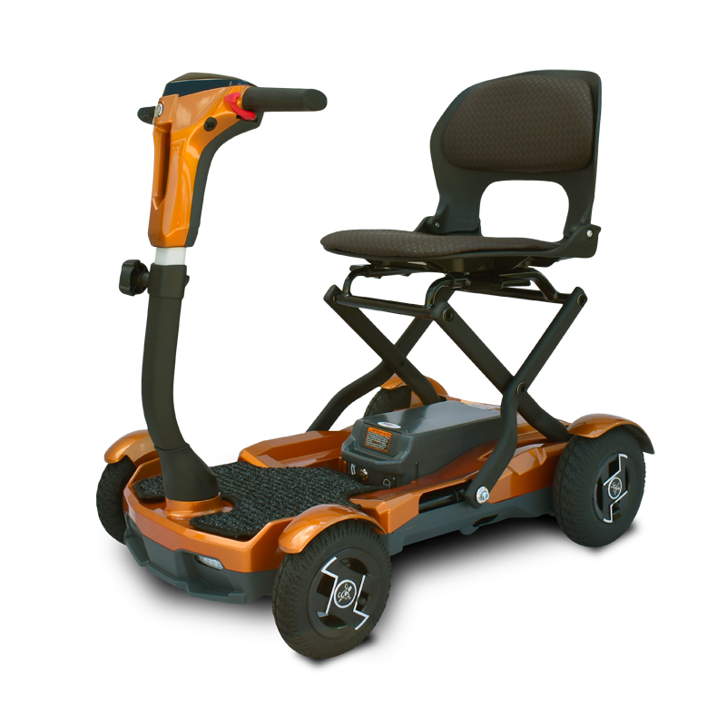 EV Rider TEQNO folding mobility scooter in gold