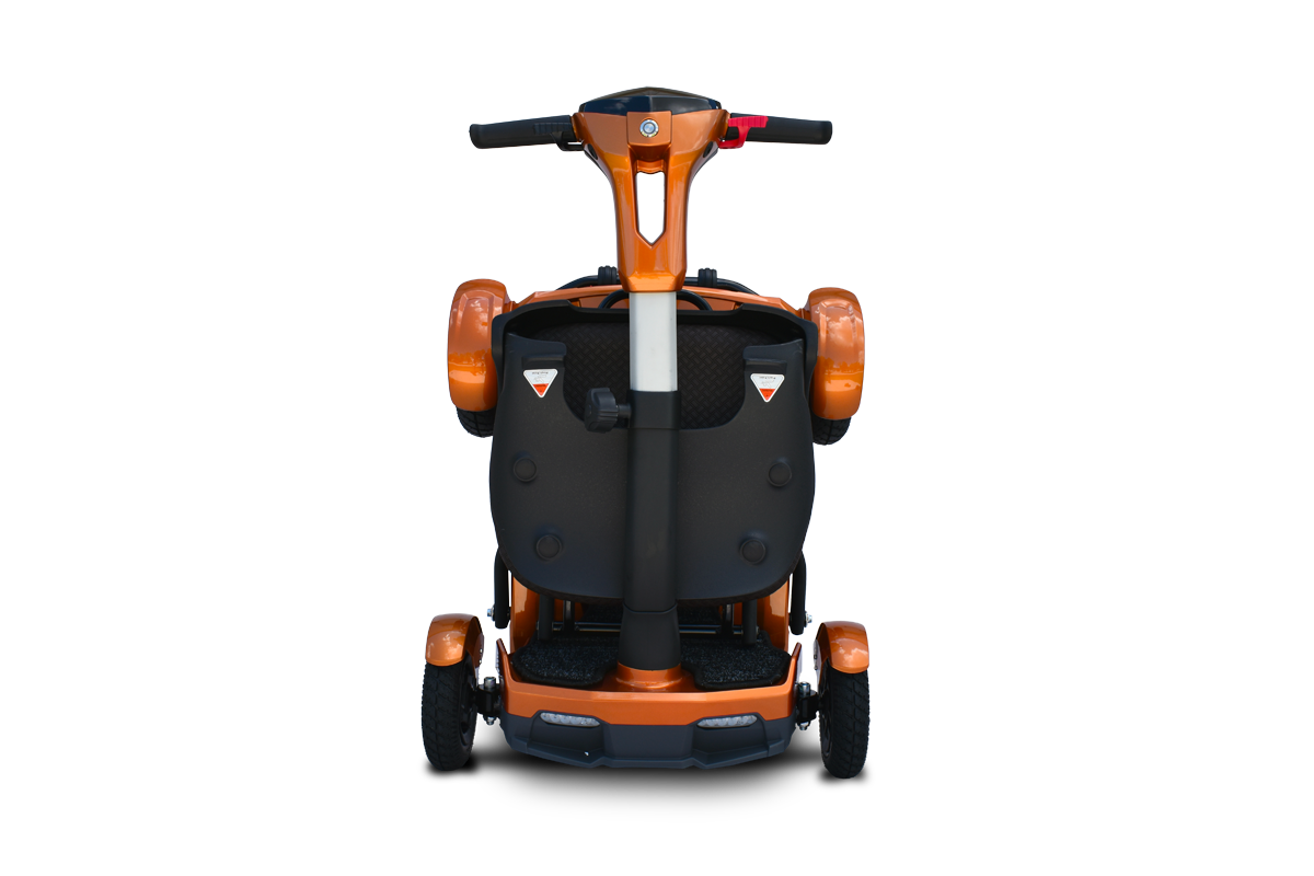 EV Rider TEQNO folding mobility scooter in gold folded