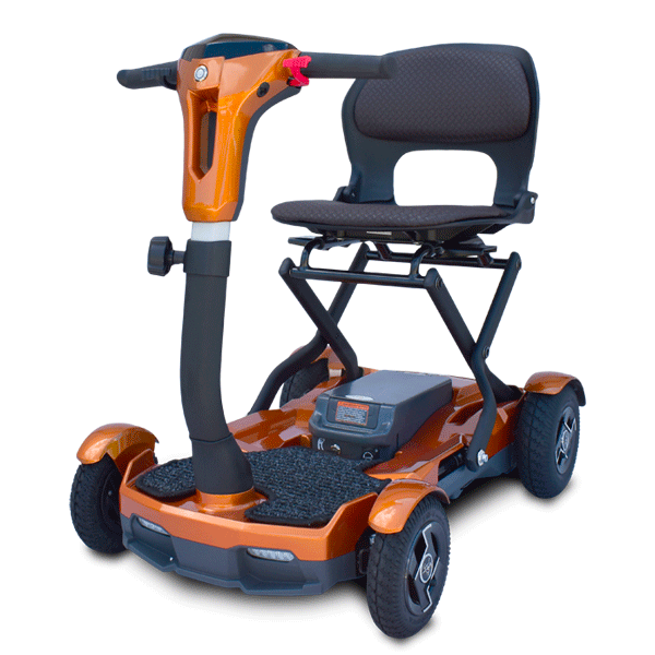 EV Rider TEQNO folding mobility scooter in gold