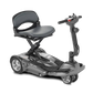 EV Rider Transport AF+ folding mobility scooter in silver with a seat on a white background