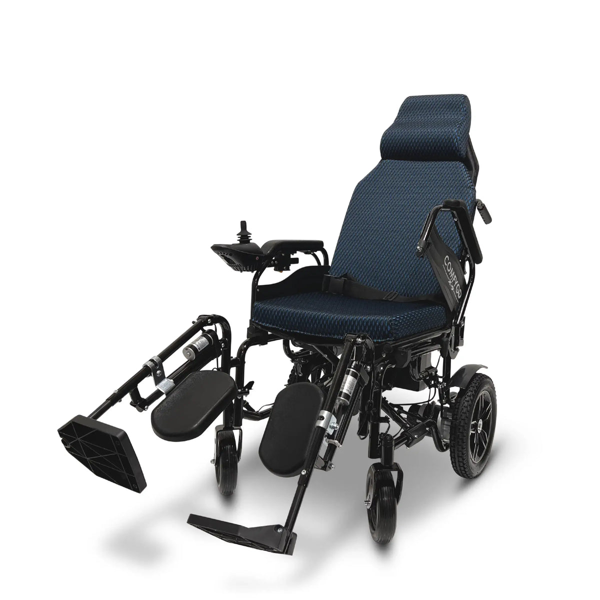 ComfyGo X-9 Remote Controlled Electric Wheelchair, Automatic Reclining Backrest & Lifting Leg Rests in Blue