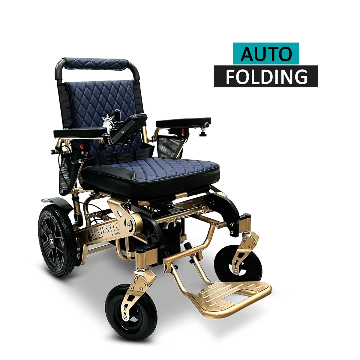 ComfyGo Majestic IQ-7000 Electric Wheelchair with Remote Control and Auto-Fold in Gold Frame