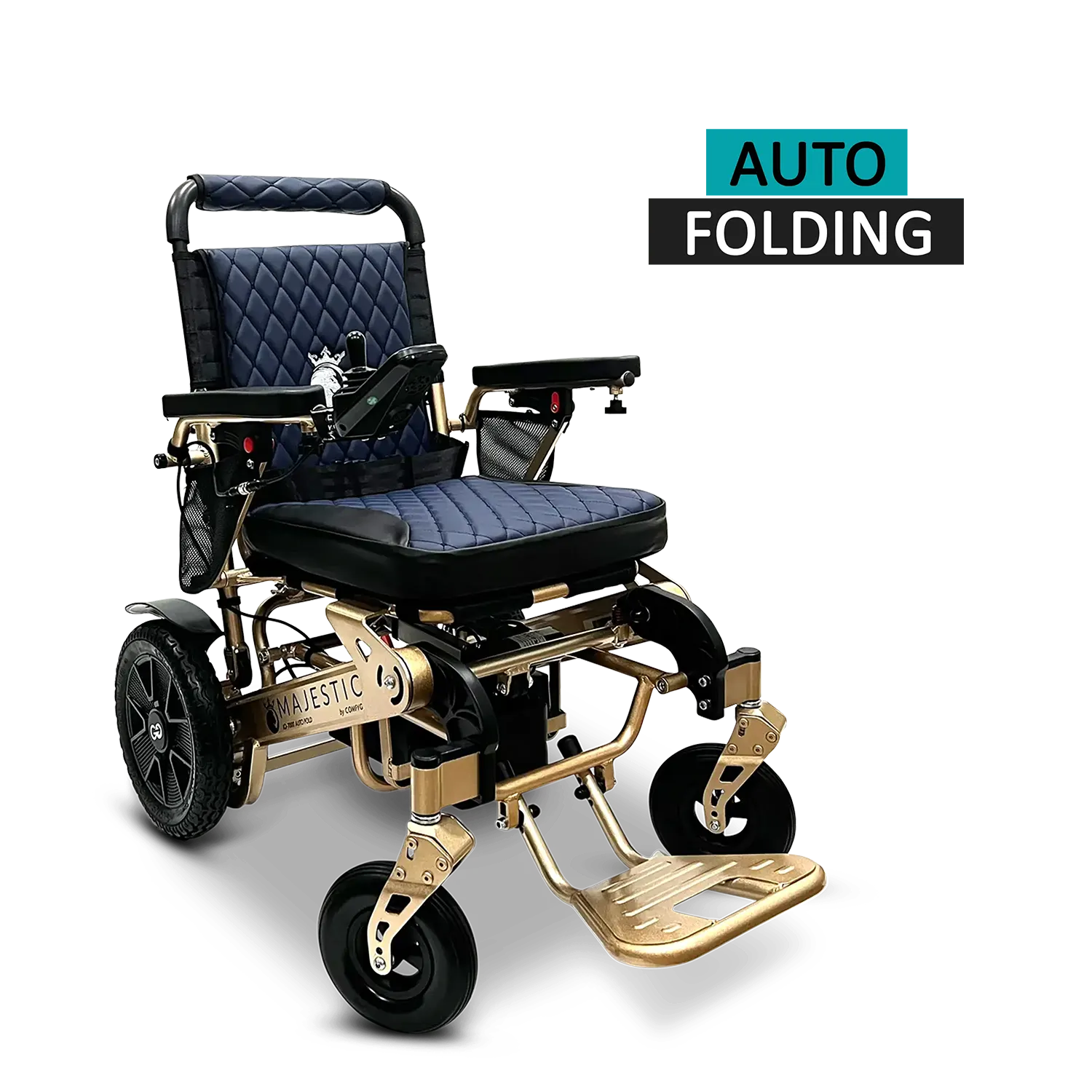 ComfyGo Majestic IQ-7000 Electric Wheelchair with Remote Control and Auto-Fold in Gold Frame