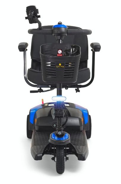 Golden Technologies Buzzaround XLS-HD 3-Wheel in bluee front view.