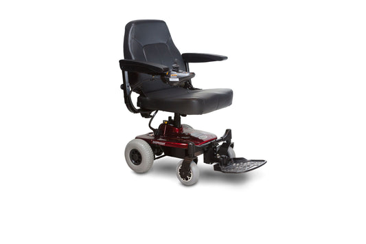 Shoprider Jimmie Power Wheelchair a white background.