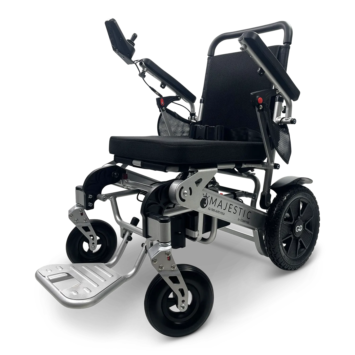 ComfyGo Majestic IQ-7000 Electric Wheelchair with Remote Control and Auto-Fold in Silver Frame