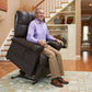 Man sitting in a Cloud PR510 Lift Chair Recliner with Maxicomfort by Golden Technologies in Blue