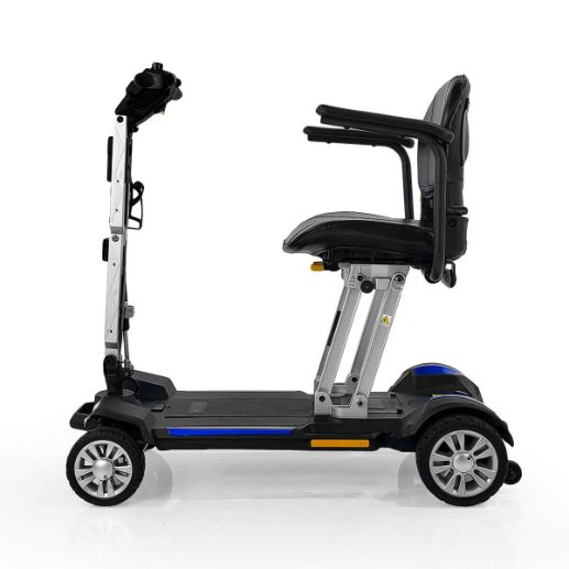 Golden Technologies Carry On Manual Folding Travel Mobility Scooter in Blue Side View