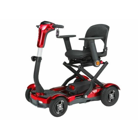 EV Rider Teqno Automatic Folding Mobility Scooter in Red with Arms