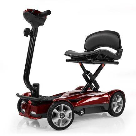 EV Rider Transport AF 4W automatic folding mobility scooter in red.