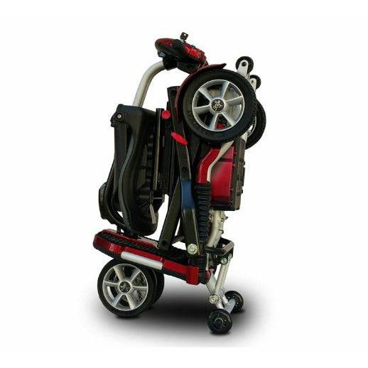 EV Rider Transport Plus Manual Folding Mobility Scooter Folded in Red