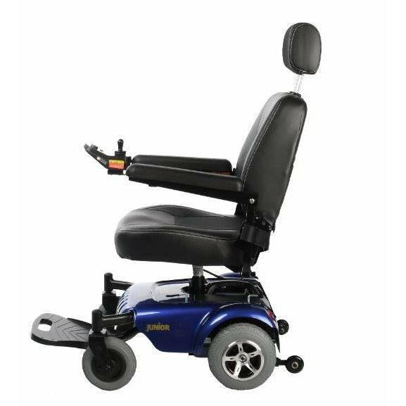Merits Health Junior Travel Power Wheelchair in Blue Side View